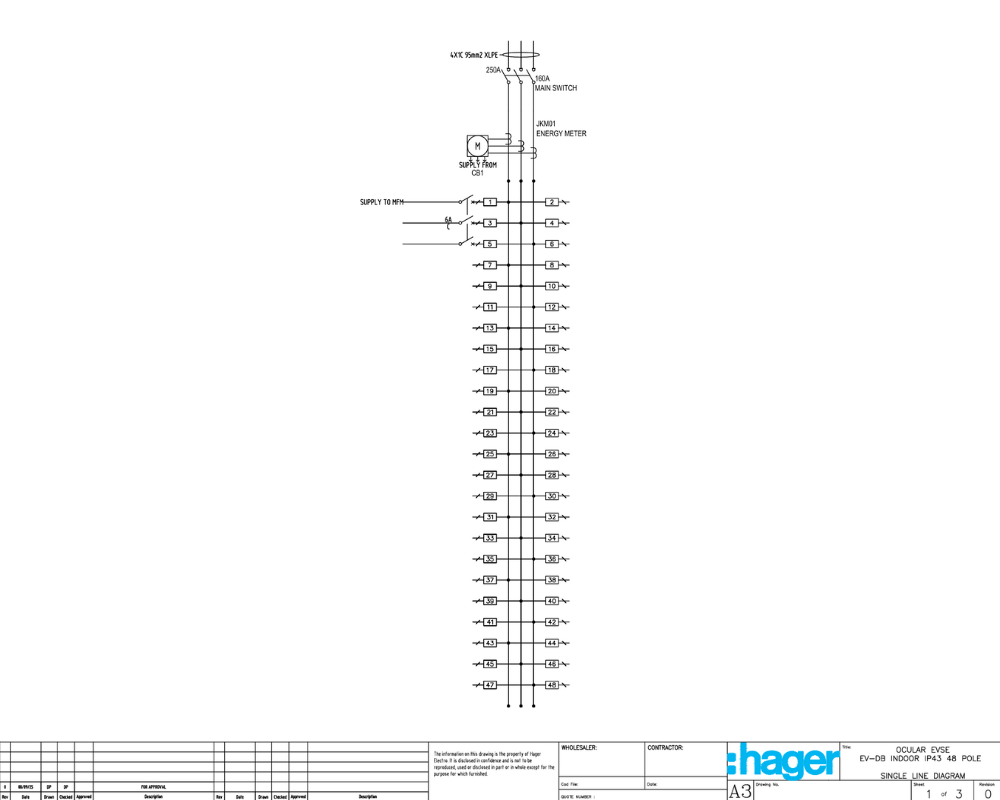 Ev Db Indoor Ip43 48 Pole Skeleton Cad Drawing