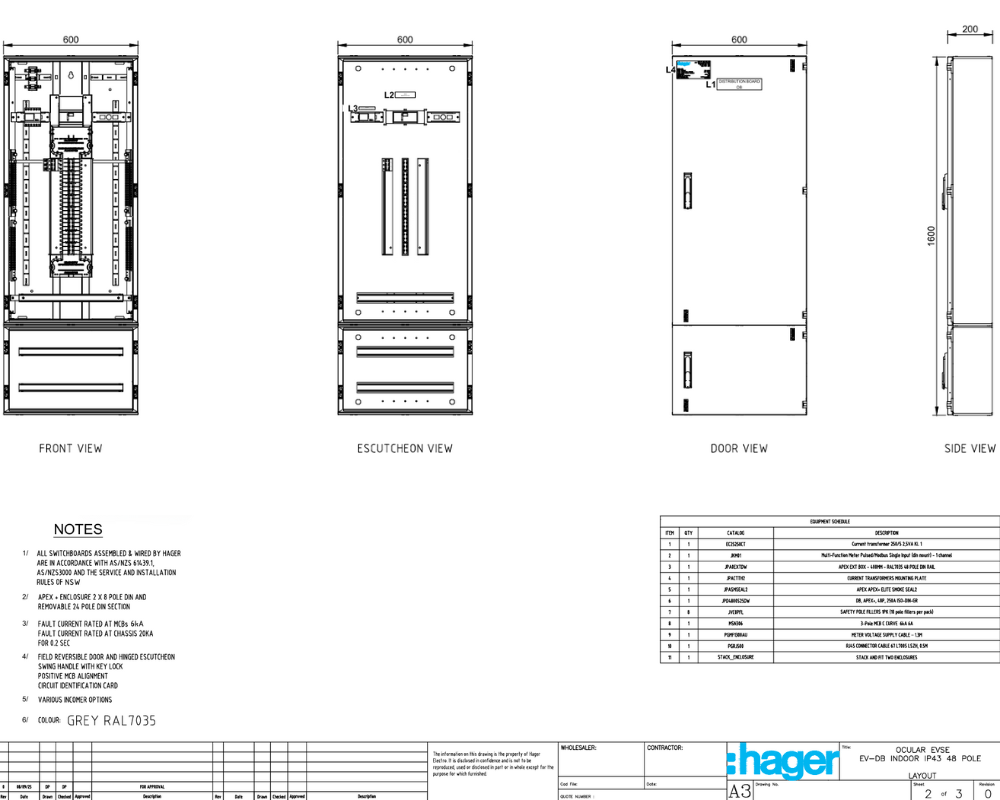 Ev Db Indoor Ip43 48 Pole Switch Board + Extension Box Cad Drawing