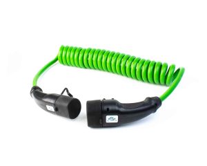 Hi-Vis Coiled Type 2 to Type 2 EV Charging Cable | 5 Metre | 7kW