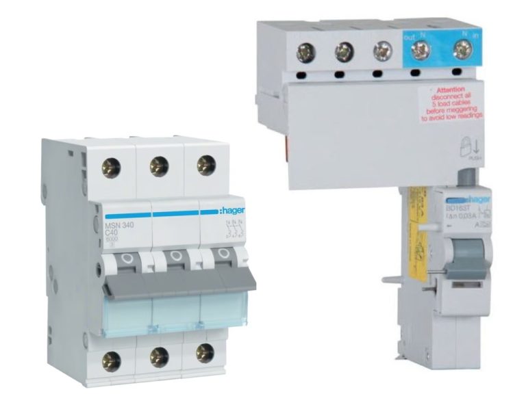 Hager 3-Pole Circuit Breaker & Add-on RCCB Type A | Chassis - EVSE ...